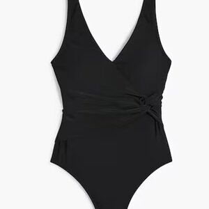 J Crew V Neck knotted Swim Suit NWT Black